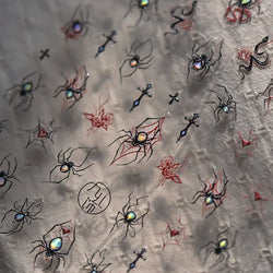 Cat Eye Halloween Terror Spider Cross Rose Love Heart Flower Snake Web Candy Bunny Thrilling Nail Art Stickers Manicure Decals (Online Order Only)
