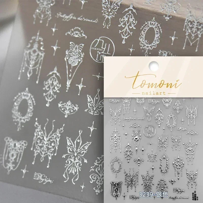 Delicate Tender Purple Butterfly Seal Pattern Insect Shiny Golden Stroke Nail Art Decoration Sticker Dressy Laser Manicure Decal (ONLINE ORDER ONLY)