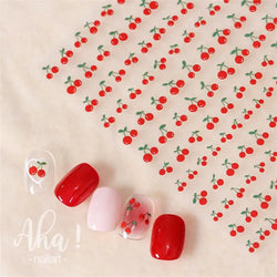 1Pc Sweet Cute Fresh Red Cherry Pattern Nail Stickers Self Adhesive Fruit Design Decals Women & Girls Homemade Manicure Supplies (ONLINE ORDER ONLY)