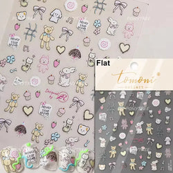 Graffiti Rabbit Dog Bunny Milk Strawberry Jewel Candy Knife Envelope Soft Relief Adhesive Nail Art Stickers Cute Manicure Decals (Online Order Only)