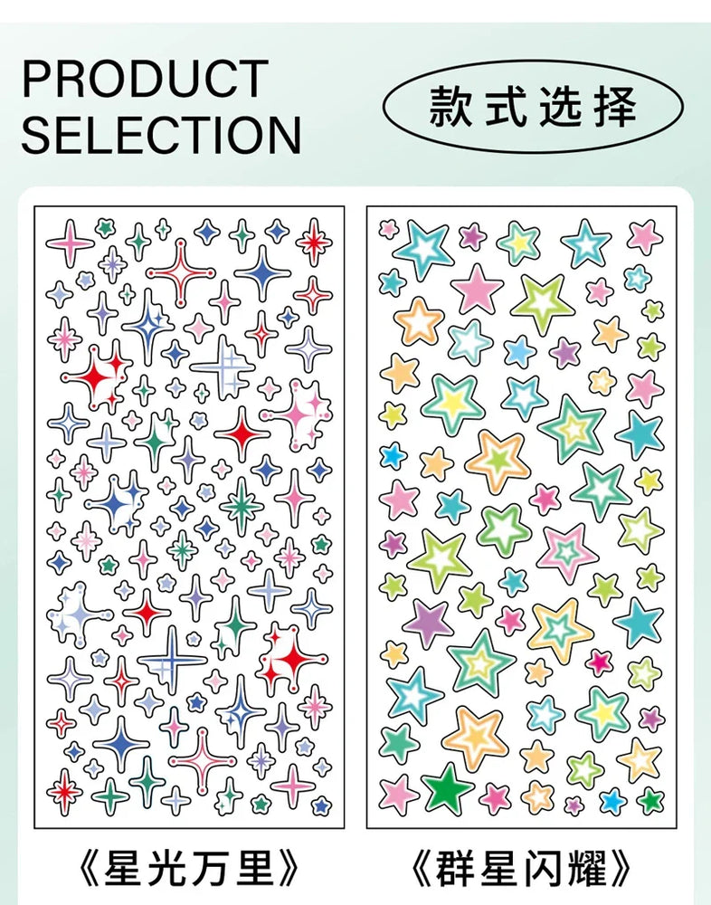 1Pc New Cute Star Resin Stickers Idol Card Deco Scrapbook DIY Material Girls Nails Decoration Stationery Stickers (ONLINE ORDER ONLY)