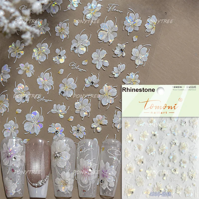 Camellia Tea After Rain Fragrant Flower Paint in Gold White Antique Chinese Characters Adhesive Nail Art Stickers Manicure Decal (ONLINE ORDER ONLY)