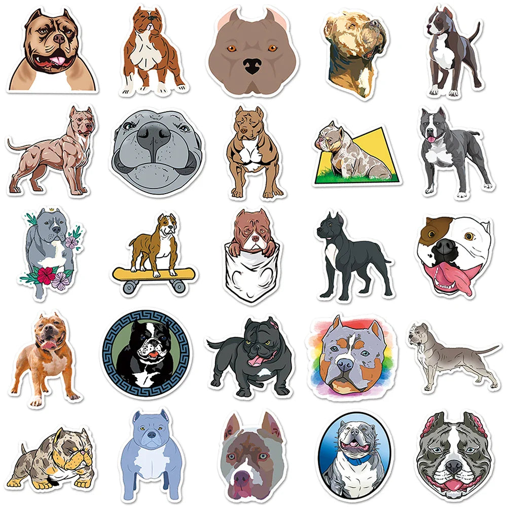 10/30/50PCS Cool American Bully Pitbull Stickers Cartoon Dog Wall Decals DIY Skateboard Luggage Phone Laptop Fridge Bike Kid Toy (Online Order Only)