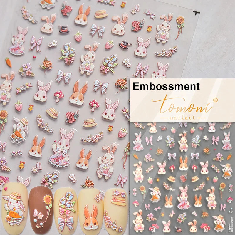 Cookies Chocolate Love Heart Flower Bowknot Rabbit Bunny Lace Bear Star Bouquet Rabbit Adhesive Nail Art Sticker Manicure Decal (ONLINE ORDER ONLY)