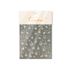 Pink Peach Blossom Flower White Pear Romantic Archaistic Swallow Window Adhesive Nail Art Stickers Rhinestone Manicure Decals (ONLINE ORDER ONLY)