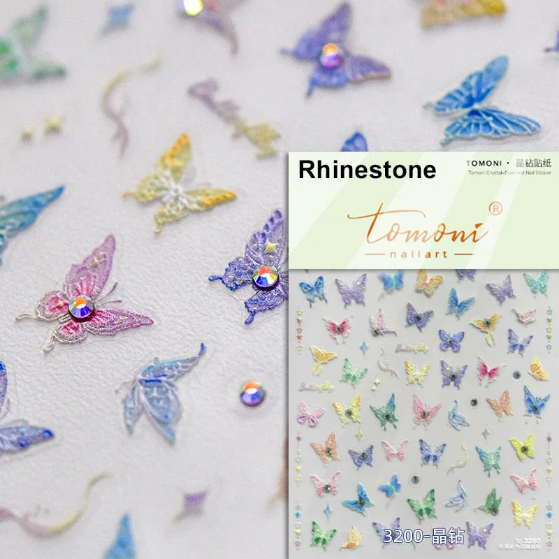 Dreamy Moon Star Cloud Butterfly Starrylight Rhinestone 5D Soft Embossed Relief Nail Art Sticker 3D Decal Decoration Manicure (ONLINE ORDER ONLY)