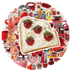 10/30/50PCS Cute Red Sticker Ins Style Cartoon Decoration For Phone Skateboard Notebook Fridge Suitcase Helmet Wall Decals Toys (ONLINE ORDER ONLY)