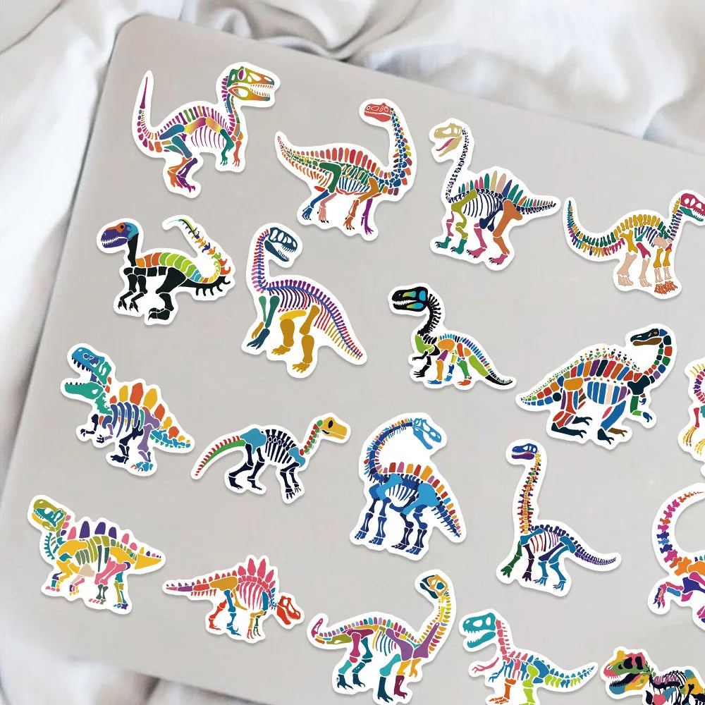50pcs Colorful Cartoon Dinosaur Stickers For Laptop Phone Cup Scrapbook Car Luggage Waterproof Sticker for Kids Adults﻿ (Online Order Only)