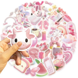 50PCS Kawaii Pink Love PVC Sticker Aesthetic Korean Stationery Decoration Scrapbooking School Supplies for Kids (ONLINE ORDER ONLY)