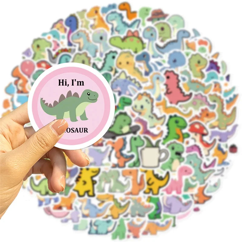 10/30/100PCS Cartoon Small Dinosaur PVC Sticker Aesthetic Children's Decoration Scrapbooking Stationery School Supplies for Kids (ONLINE ORDER ONLY)