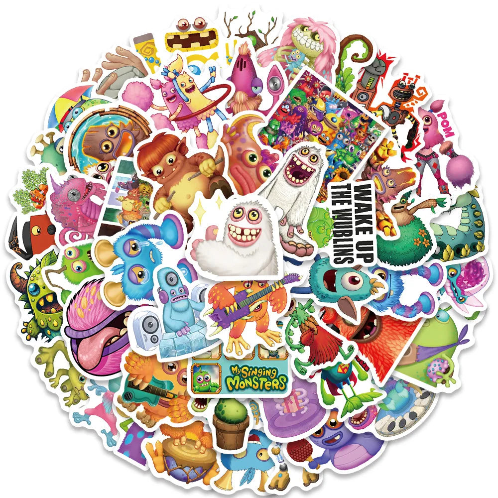 10/30/50PCS Game My Singing Monster Stickers Cartoon Decals Kids Toys Laptop Phone Luggage Skateboard Bike DIY Sticker Graffiti (ONLINE ORDER ONLY)