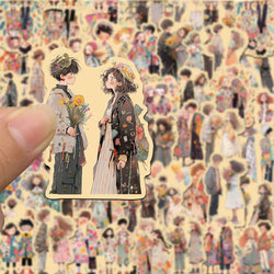 10/50pcs Vintage Couple Romantic Love Avatar Cartoon Sticker DIY Notebook Bike Phone Laptop Luggage Skateboard Graffiti Decals (Online Order Only)