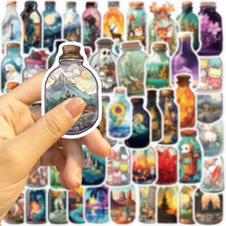 10/30/50PCS INS Style Bottle World Cartoon Stickers Aesthetic Decal Luggage Skateboard Cute Graffiti Girl Gradient Sticker Toys (ONLINE ORDER ONLY)
