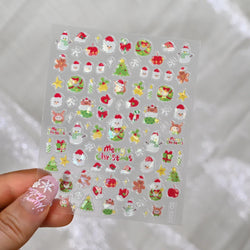1pcs Pink Christmas Nail Stickers Shiny Shell Light Nail Art Parts Stickers Cute Snowflakes Star Wreath Nail Decorations Decals* (ONLINE ORDER ONLY)