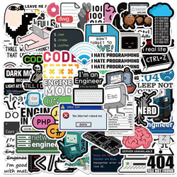 Cartoon Geek Java Programming Stickers for Laptop, Phone, Luggage, Car - 10/30/50pcs (Online Order Only)