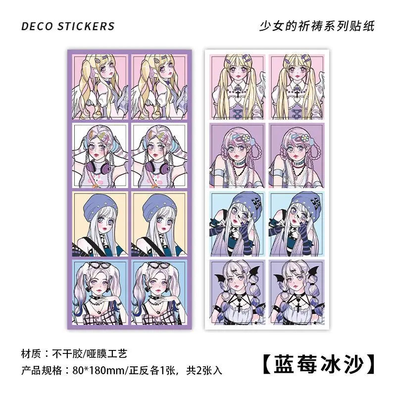 2pcs Ins Korean Style Anime Girl Scrapbooking Stickers Collage Diary Journal DIY Craft Aesthetics Decorative Stickers Stationery (ONLINE ORDER ONLY)