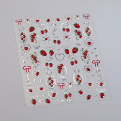 Mini Fruit Cherry Charming Strawberry Ribbon Line Bowknot Jelly Charming Chic Self Adhesive Nail Art Stickers Manicure Decals (ONLINE ORDER ONLY)