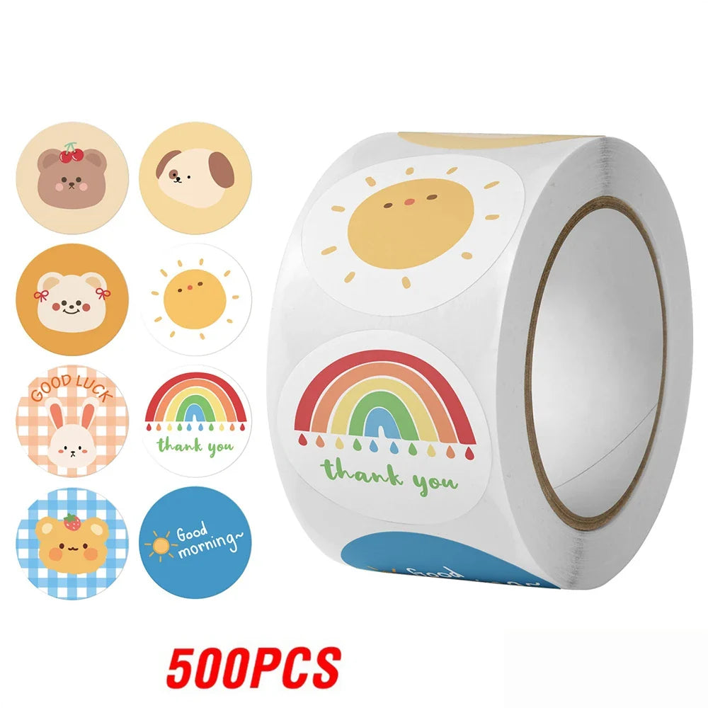 100-500pcs Cute Sticker for Kids Animals Face Reward Sticker for Classroom Teacher Supplies Motivational Scrapbooking (ONLINE ORDER ONLY)