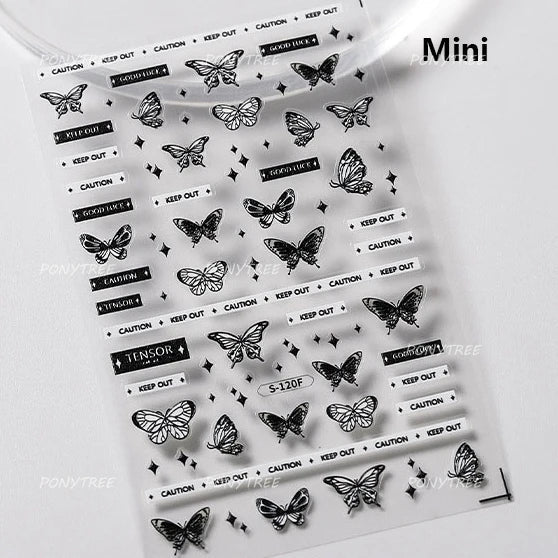 Blue Purple Tulip Flower Butterfly Garden Blossom Floral Charming Delicate 5D Relief Adhesive Nail Art Stickers Manicure Decals (ONLINE ORDER ONLY)
