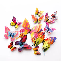 3D Butterfly Wall Stickers - 12Pcs Double Layer Decor for Home, Wedding, Fridge (Online Order Only)