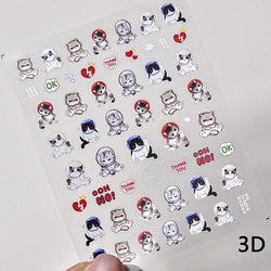 Lovely Dog Cat Animal Bunny 3D Soft Embossed Relief Self Adhesive Nail Art Stickers Cute Pretty Puppy Kitty Star Manicure Decals (ONLINE ORDER ONLY)