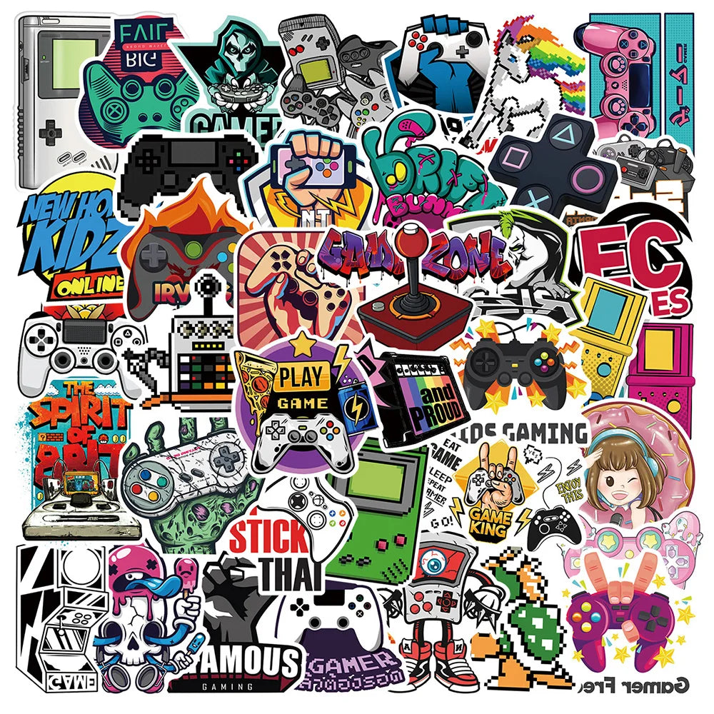 10/30/50pcs Cool Vintage Video Game Stickers Decal Skateboard Laptop Phone Bike Car Funny Waterproof Sticker Kids Classic Toys (ONLINE ORDER ONLY)