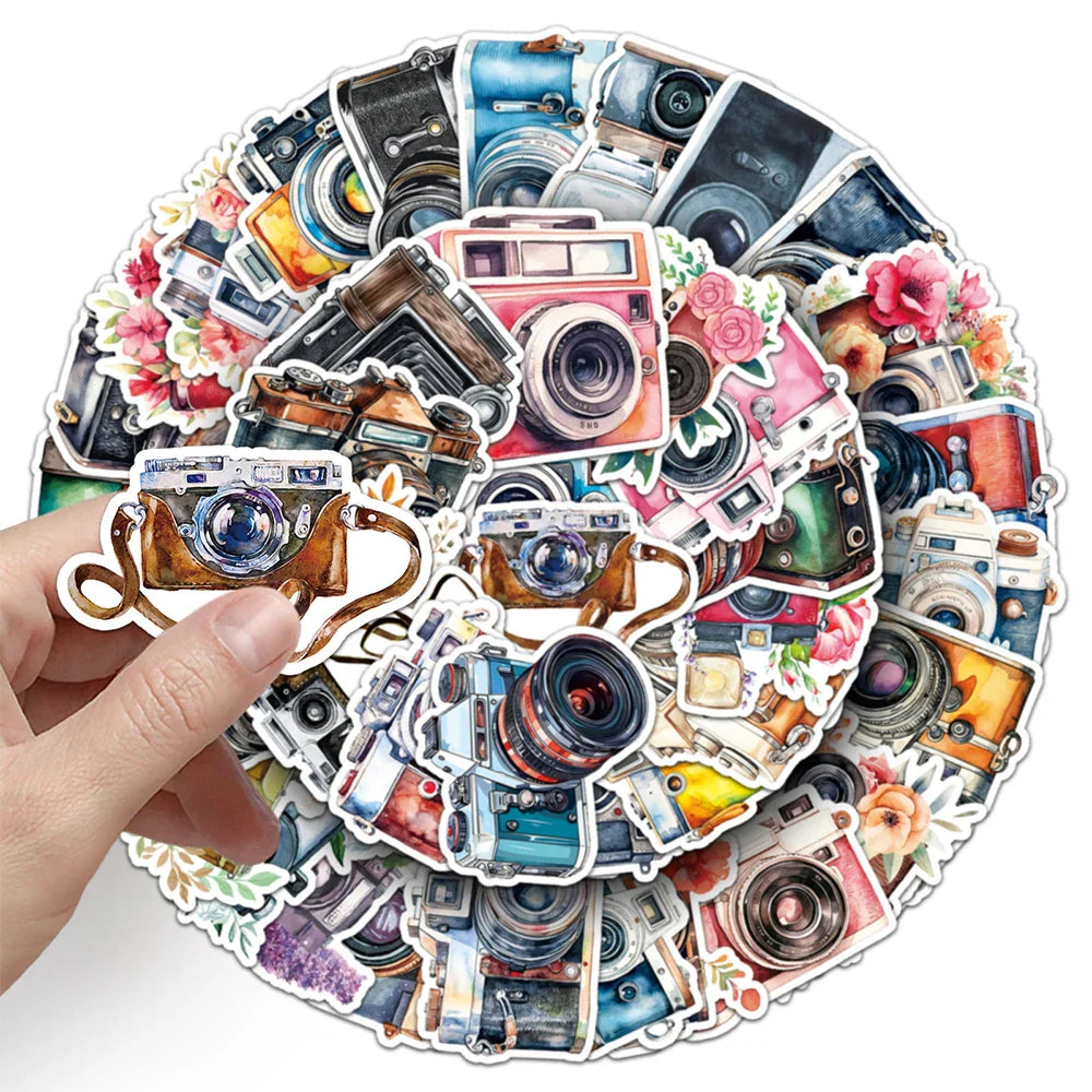 10/30/50pcs Cute Camera Cartoon Stickers Aesthetic Decals Laptop Travel Luggage Phone Diary Decoration Sticker Kids Classics Toy (Online Order Only)