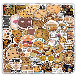 Cartoon Food Cookie Stickers for Laptop Luggage Skateboard Kids Gift (Online Order Only)