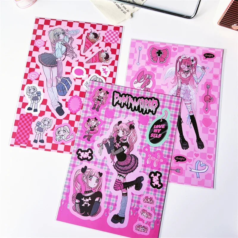 Korean ins Sweet Cool Girl Sticker Scrapbooking Diary DIY Album Decoration Sticker Aesthetic Stationery Art Supplies Personalizd (ONLINE ORDER ONLY)