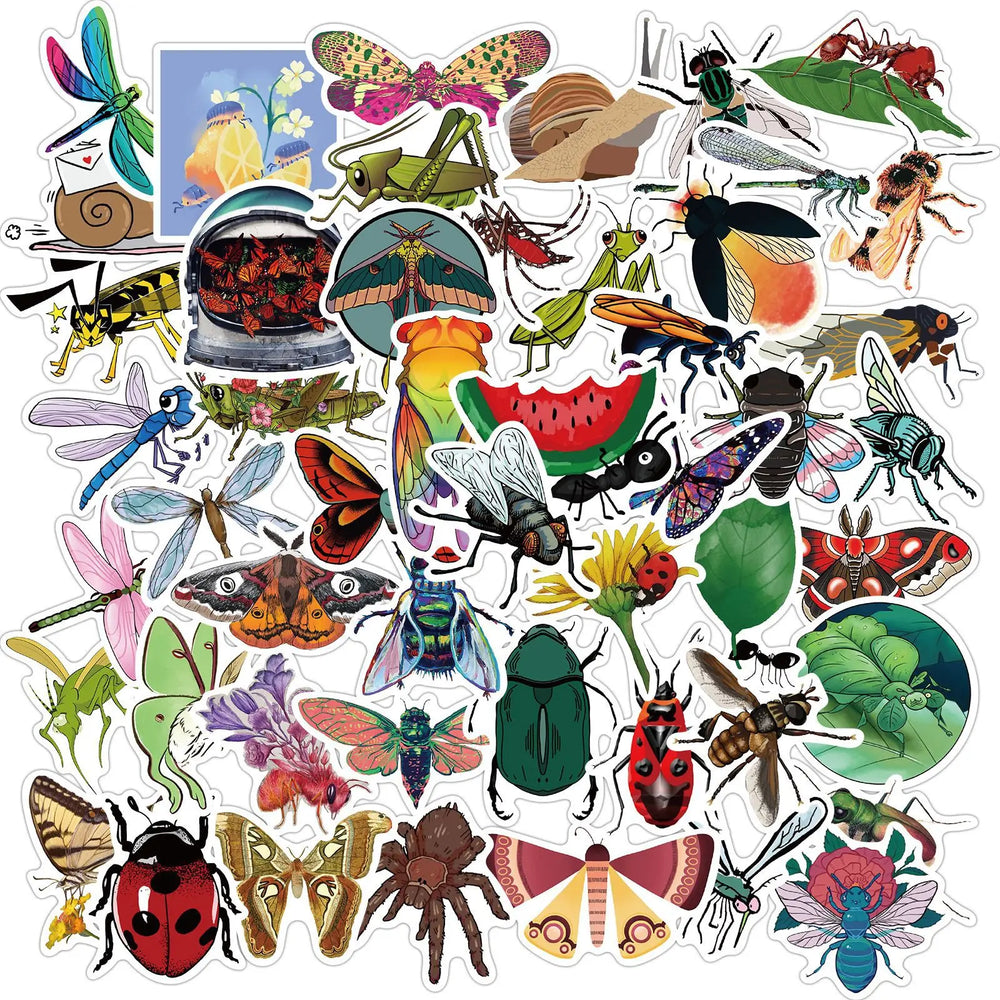 50/100Pcs Colorful Cartoon Insects Spider Butterfly for Kids Gifts Luggage Laptop Skateboard Sticker Waterproof Wholesale (ONLINE ORDER ONLY)