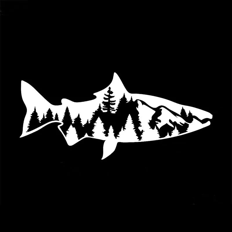 Fishing Mountain For Car Sticker Computer Laptop Stickers Exterior Accessories Decorations Window Die Cutting PVC Vinyl Decals (ONLINE ORDER ONLY)