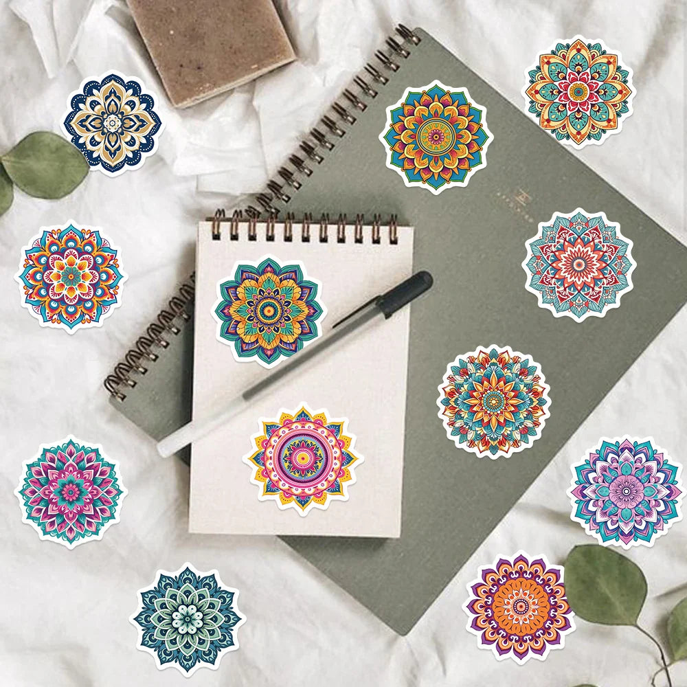 50pcs Mandala Flowers Cartoon Graffiti Stickers Decals Decoration DIY Skateboard Notebook Phone Laptop Cute Sticker (ONLINE ORDER ONLY)