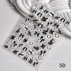 Panda Bamboo Butterfly Pattern Totem Figure Peony Flower Love Heart Adhesive Nail Art Stickers Embroidery Pearl Manicure Decals (ONLINE ORDER ONLY)