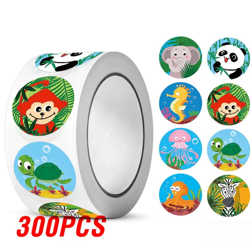 100-500pcs Reward Label Cartoon Animal Sticker Thank You Cute Game Sticker DIY Gift Sealing Label Decoration Supple (ONLINE ORDER ONLY)