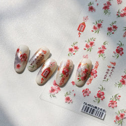 Graceful Peach Blossom Blessing Sachet Pretty Buckle Tassels Pendant Antique Radiant Adhesive Nail Art Stickers Manicure Decals (ONLINE ORDER ONLY)