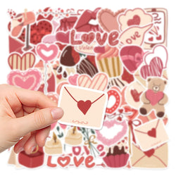 10/58PCS I Love You Valentine's Day Stickers Gift for Lovers To DIY Guitar Motorcycle Skateboard Car Laptop Fridge Decal Sticker (ONLINE ORDER ONLY)