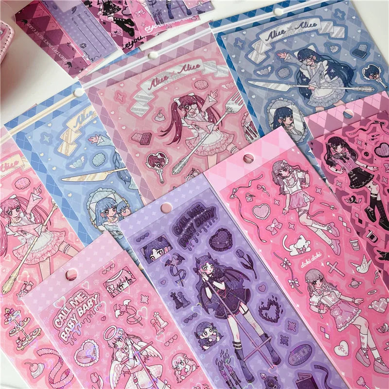 Ins Sweet Cool Sisters Girl Stickers Diary Scrapbooking DIY Album Decoration Sticker Aesthetic Personalized Kawaii Stationery (Online Order Only)