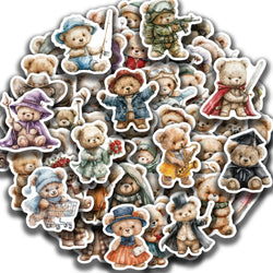 55Pcs Cute Teddy Bear Stickers Decoration for Laptop Cup Phone Case Helmet Luggage Cartoon Creative DIY Waterproof Vinyl Sticker (ONLINE ORDER ONLY)