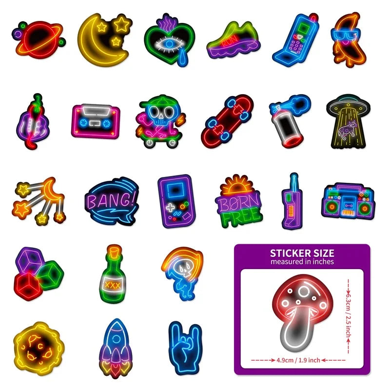 10/30/50PCS Cute Neon Dog PVC Sticky Sticker Aesthetic DIY Korean Stationery Decoration Scrapbooking School Supplies for Kids (Online Order Only)