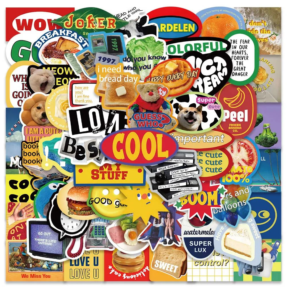 60PCS Aesthetic Retro Label Stickers for Diary, Fridge, Notebook, Phone, Waterproof Bottles (Online Order Only)