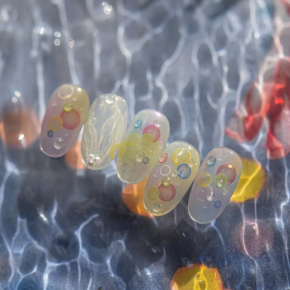 Colorful Bubbles Star Shiny Dreamy Glass Shards Flat 5D Soft Embossed Relief Self Adhesive Nail Art Sticker Chic Manicure Decal (ONLINE ORDER ONLY)