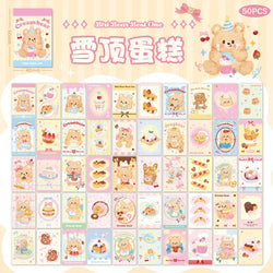 50piece/book Retro Cute Cream Bear Sticker for Phone Camera Journal Postcard DIY Kawaii Decoration Sticker Gift (ONLINE ORDER ONLY)