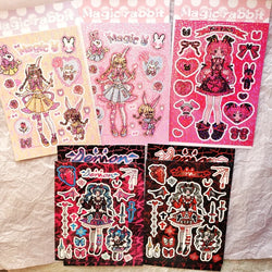 New Ins Cute Devil Bunny Girl Stickers Diary Scrapbooking DIY Album Decoration Sticker Aesthetic Personalized Kawaii Stationery (ONLINE ORDER ONLY)