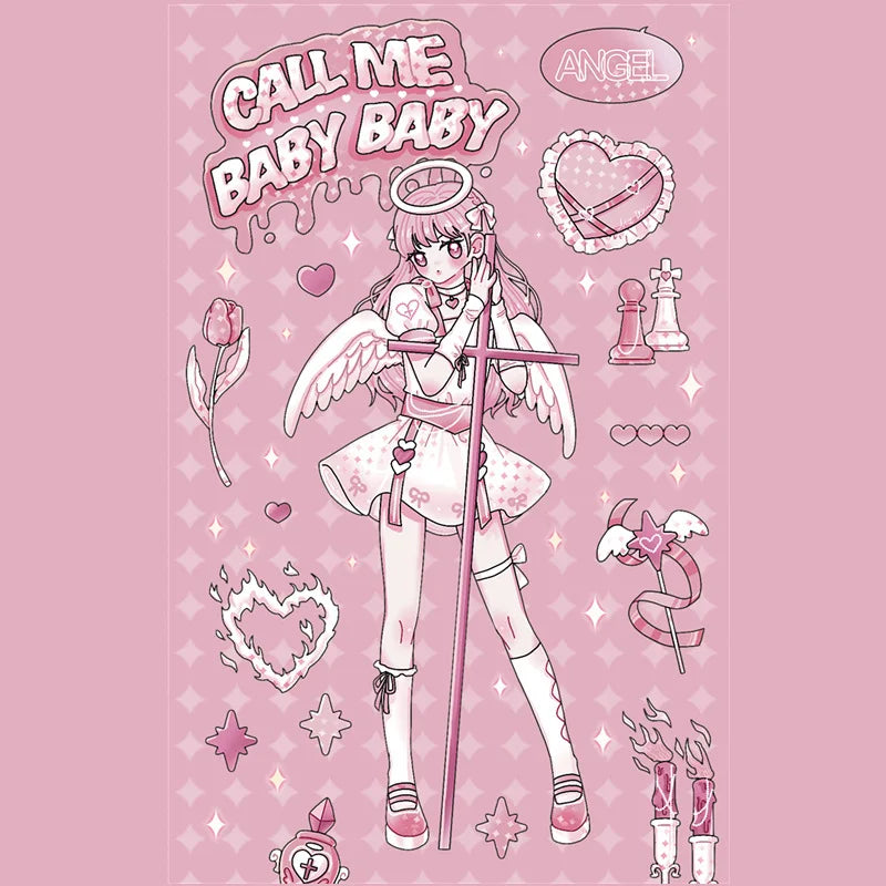 Ins Sweet Cool Sisters Girl Stickers Diary Scrapbooking DIY Album Decoration Sticker Aesthetic Personalized Kawaii Stationery (Online Order Only)