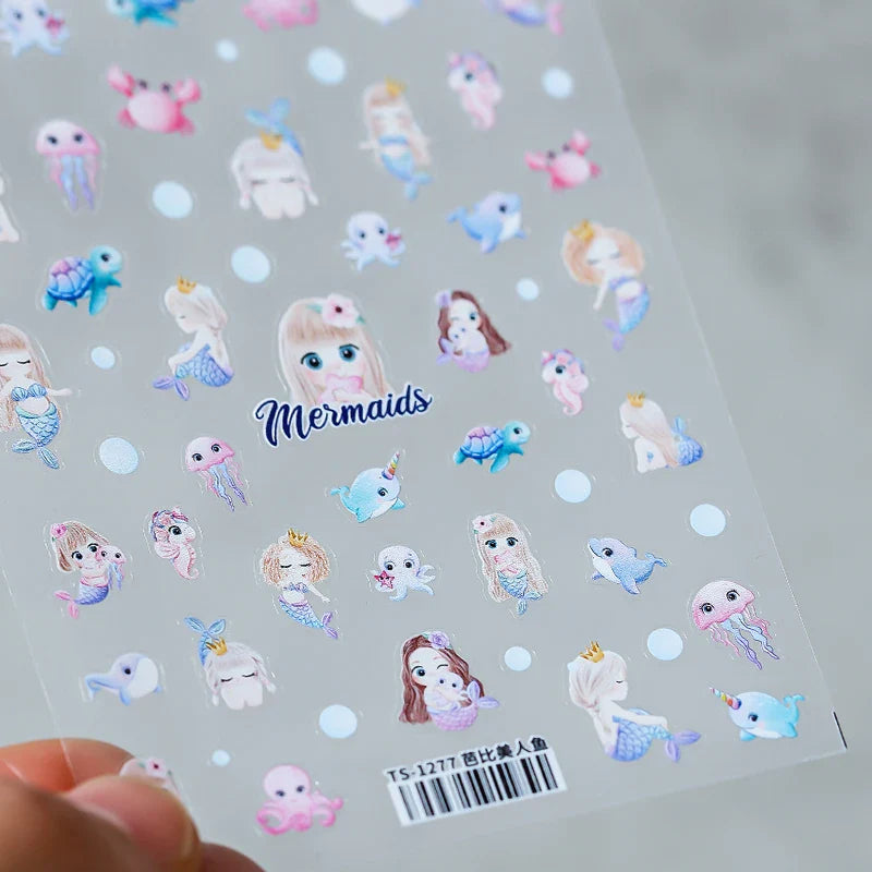 Varied Fish Red Koi Carp Mermaid Lucky Chinese 3D Self Adhesive Nail Art Sticker Cute DIY Cartoon Ocean Manicure Decal Wholesale (ONLINE ORDER ONLY)