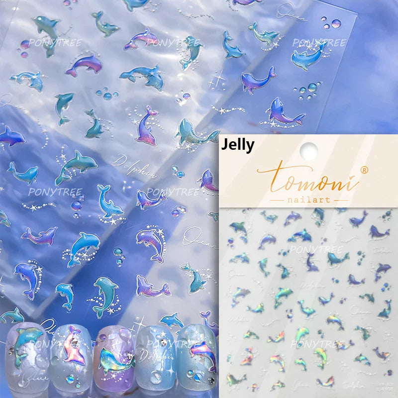 Deep Sea Animal Fish Shoal of Fish Whale Coral Dolphin Summer Beach Cute Jellyfish Bubble Bathyal Fauna Nail Art Stickers Decals (ONLINE ORDER ONLY)