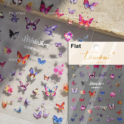 Delicate Dreamy Petal Star Tulip Flower Purple Bowknot Butterfly Illusion Chic Relief Adhesive Nail Art Stickers Manicure Decals (Online Order Only)