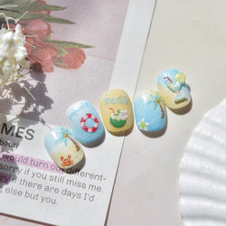 Summer Beach Bikini Watermelon Strawberry Ice Cream Soda Coconut Tree Fan Juice Crab Nail Art Decoration Stickers Manicure Decal (ONLINE ORDER ONLY)