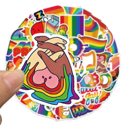 10/30/50Pcs Colorful Rainbow Funny LGBT Gay Pride Stickers On Skateboard Guitar Motorcycle Car Scrapbooking Laptop Suitcase Toys (ONLINE ORDER ONLY)