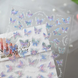 1pcs Pink Christmas Nail Stickers Shiny Shell Light Nail Art Parts Stickers Cute Snowflakes Star Wreath Nail Decorations Decals* (ONLINE ORDER ONLY)